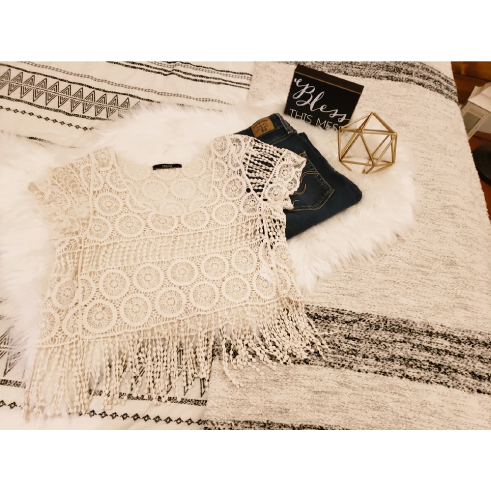 See Through Fringe Crop Top